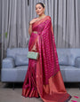 Captivating Dark Pink Color Soft Lichi Silk Saree With Blouse Piece