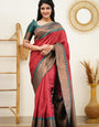 Dynamic Maroon Color Soft Lichi Silk Saree With Blouse Piece