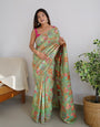 Tranquil Pista Color Pashmina Linen Silk Saree With Blouse Piece