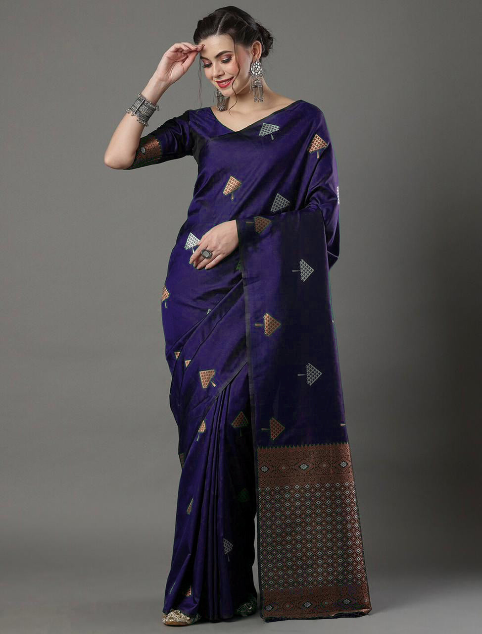 Nebulae Purple Color Soft Lichi Silk Saree With Blouse Piece