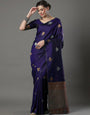 Nebulae Purple Color Soft Lichi Silk Saree With Blouse Piece