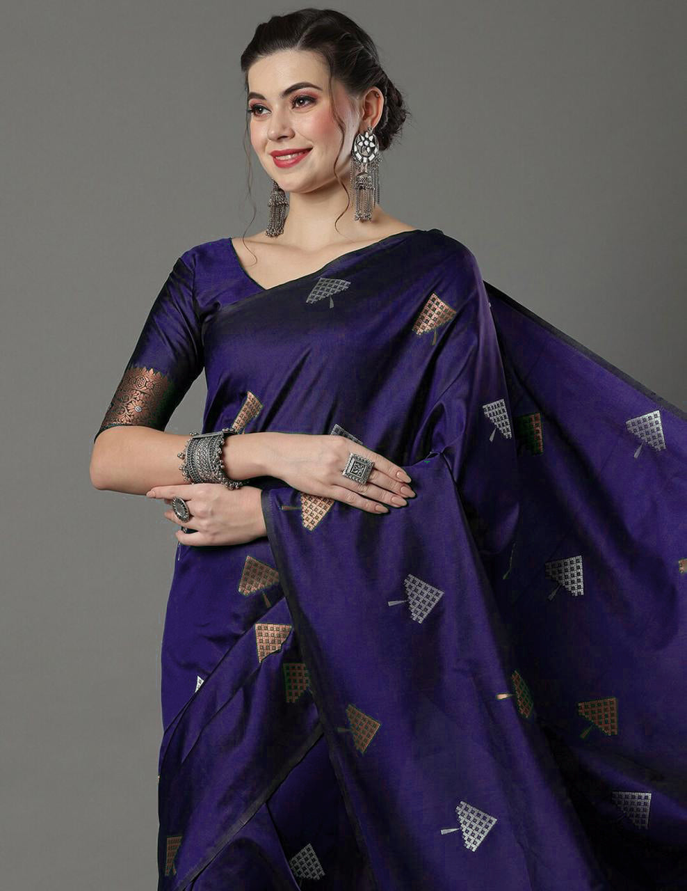 Nebulae Purple Color Soft Lichi Silk Saree With Blouse Piece