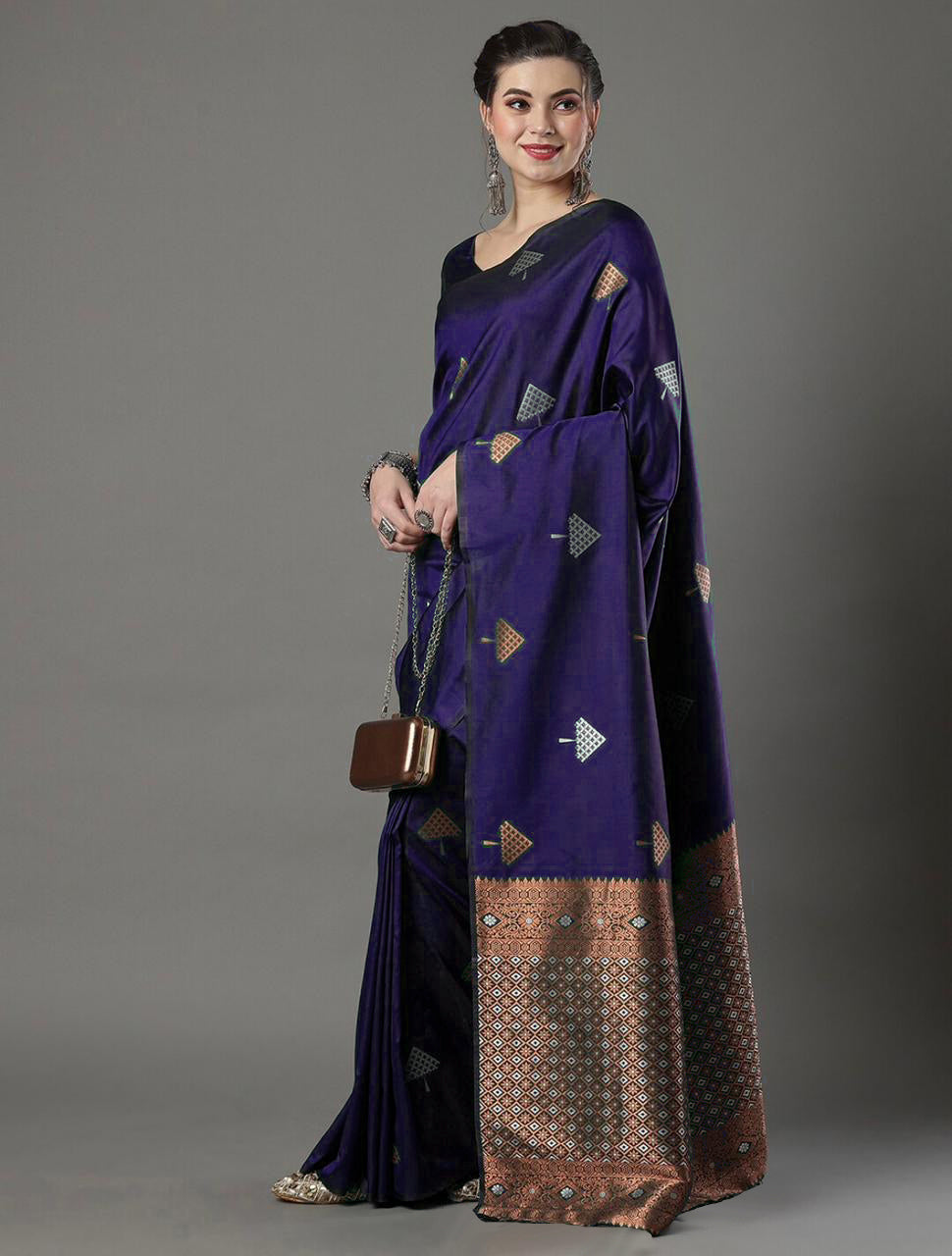 Nebulae Purple Color Soft Lichi Silk Saree With Blouse Piece