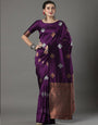 Glamorous Wine Color Soft Lichi Silk Saree With Blouse Piece