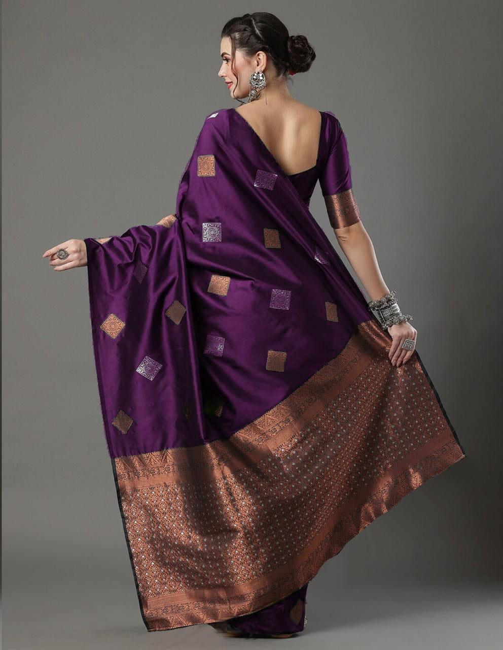 Glamorous Wine Color Soft Lichi Silk Saree With Blouse Piece