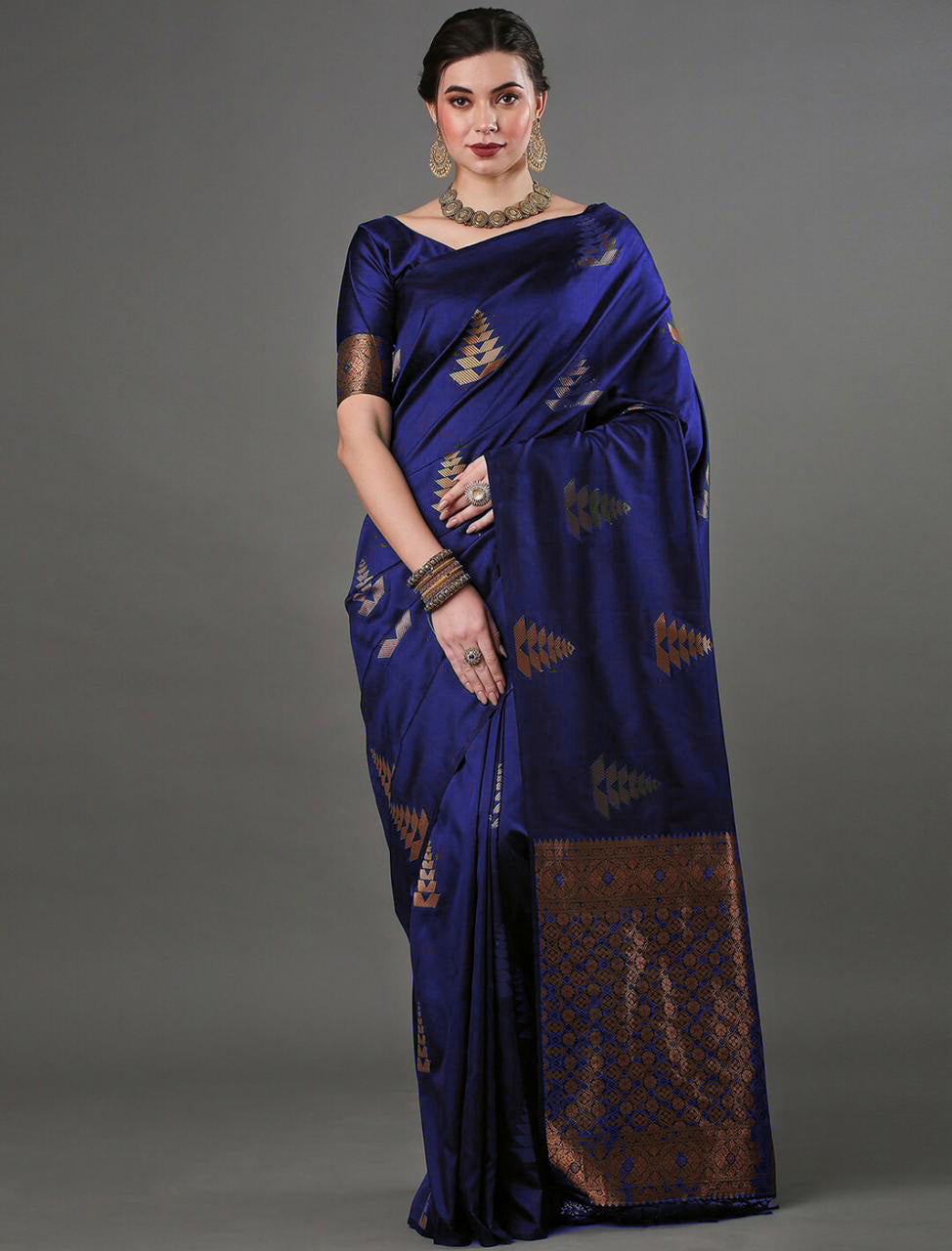 Alluring Blue Color Soft Lichi Silk Saree With Blouse Piece