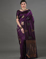 Enigmatic Purple Color Soft Lichi Silk Saree With Blouse Piece