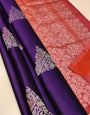 Dazzling Purple Color Soft Lichi Silk Saree With Blouse Piece