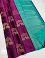 Radiating Purple Color Soft Lichi Silk Saree With Blouse Piece