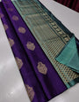 Exquisite Purple Color Soft Lichi Silk Saree With Blouse Piece