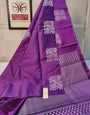 Glamorous Purple Color Soft Lichi Silk Saree With Blouse Piece