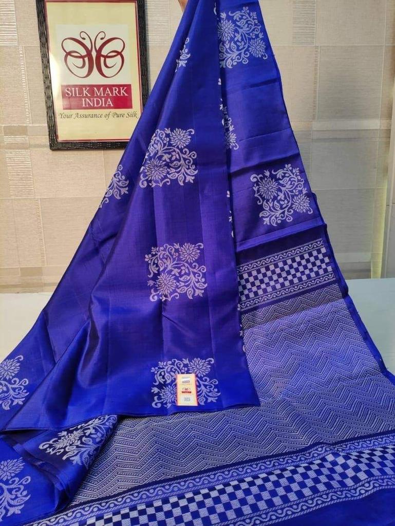 Lively Royal Blue Color Soft Lichi Silk Saree With Blouse Piece