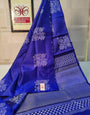 Lively Royal Blue Color Soft Lichi Silk Saree With Blouse Piece