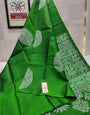 Elegance Green Color Soft Lichi Silk Saree With Blouse Piece