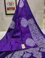 Luminously Purple Color Soft Lichi Silk Saree With Blouse Piece