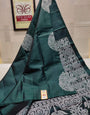 Opulent Rama Green Color Soft Lichi Silk Saree With Blouse Piece