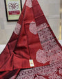 Classy Red Color Soft Lichi Silk Saree With Blouse Piece