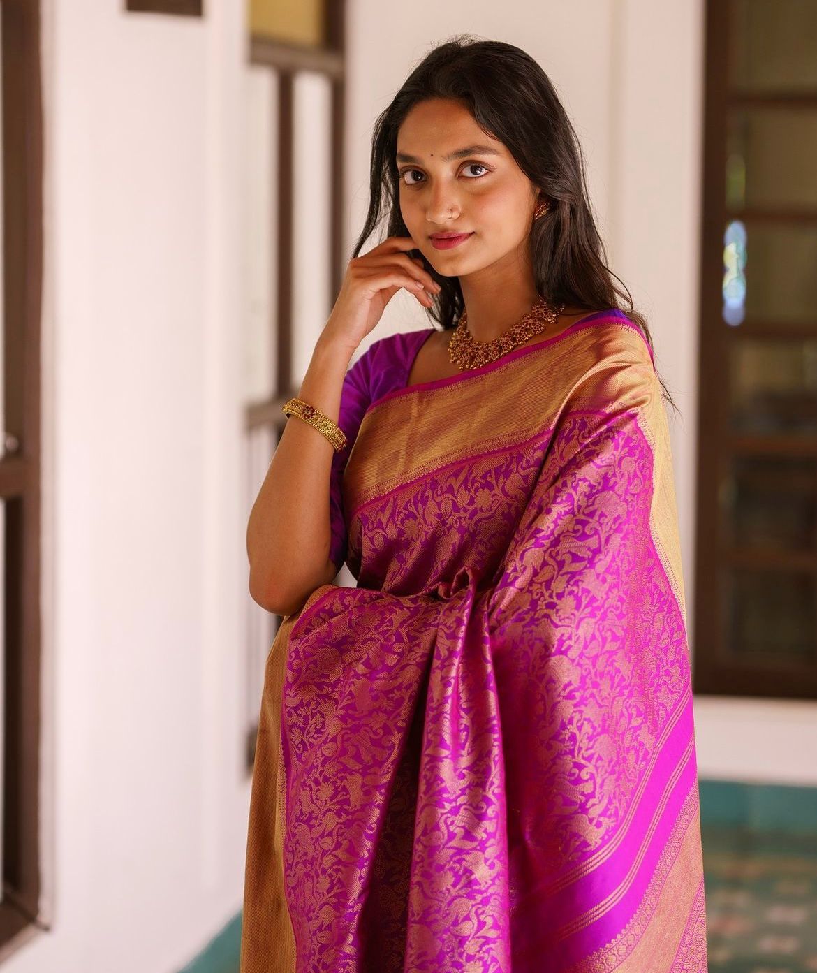 Demure Magenta Soft Silk Saree With Evocative Blouse Piece