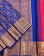 Graceful Blue Color Soft Lichi Silk Saree With Blouse Piece