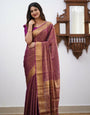 Tranquil Purple Color Soft Lichi Silk Saree With Blouse Piece