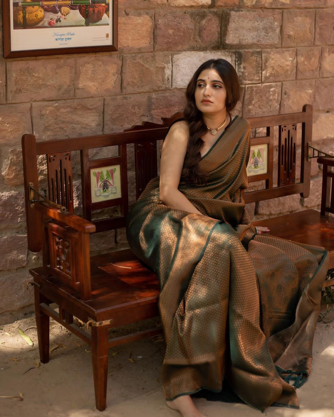 Bewitching Dark Green Color Soft Lichi Silk Saree With Blouse Piece