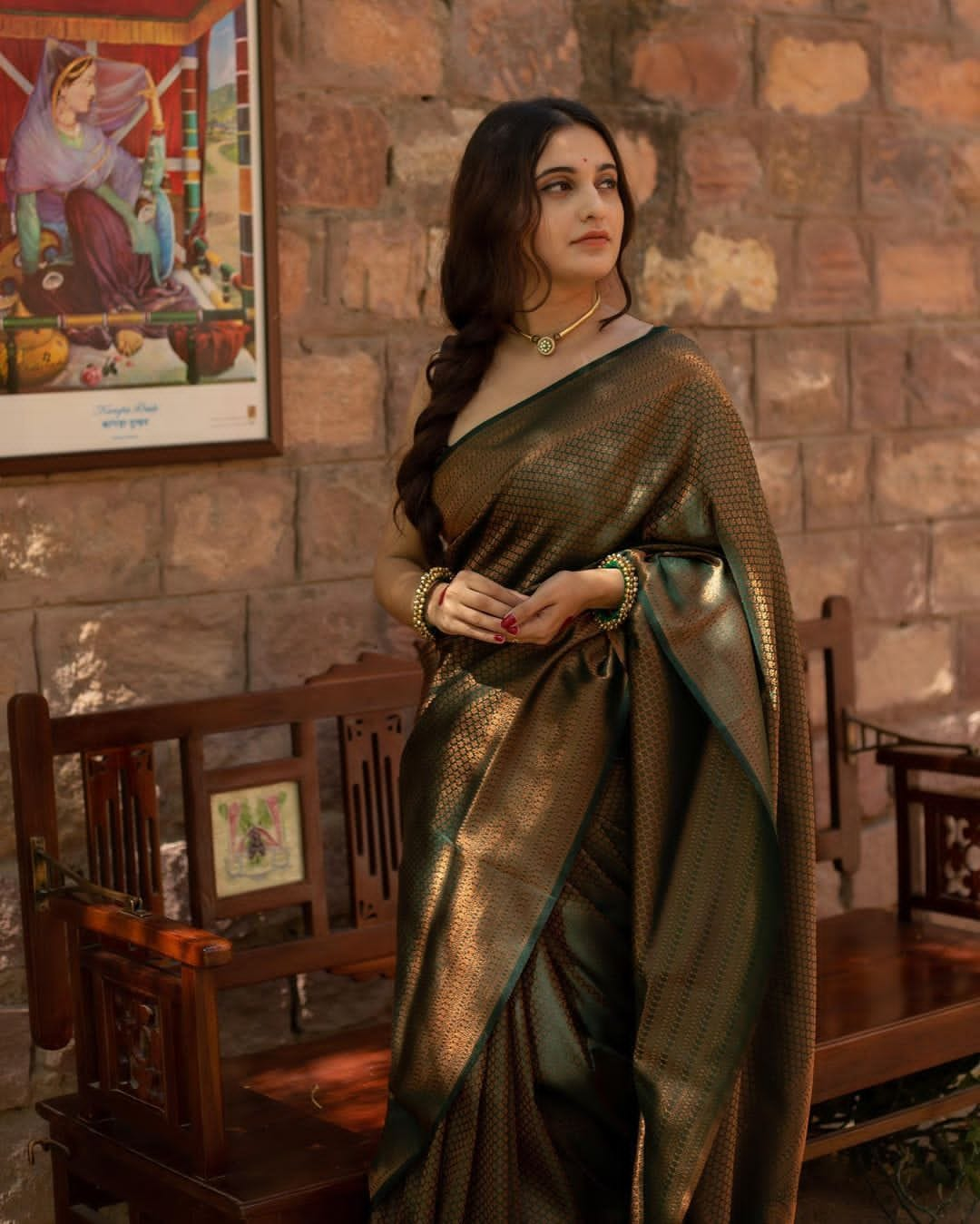 Bewitching Dark Green Color Soft Lichi Silk Saree With Blouse Piece