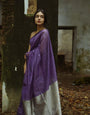 Opulent Purple Color Banarasi Soft Silk Saree With Blouse Piece