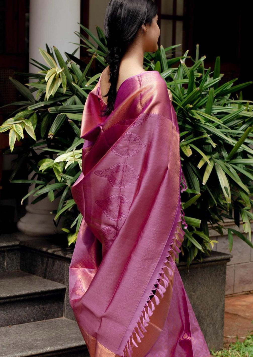 Mystical Pink Color Soft Lichi Silk Saree With Blouse Piece