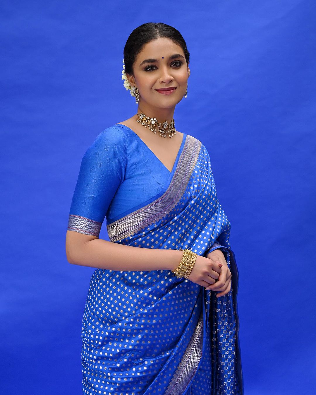 Utopian Royal Blue Color Soft Lichi Silk Saree With Blouse Piece