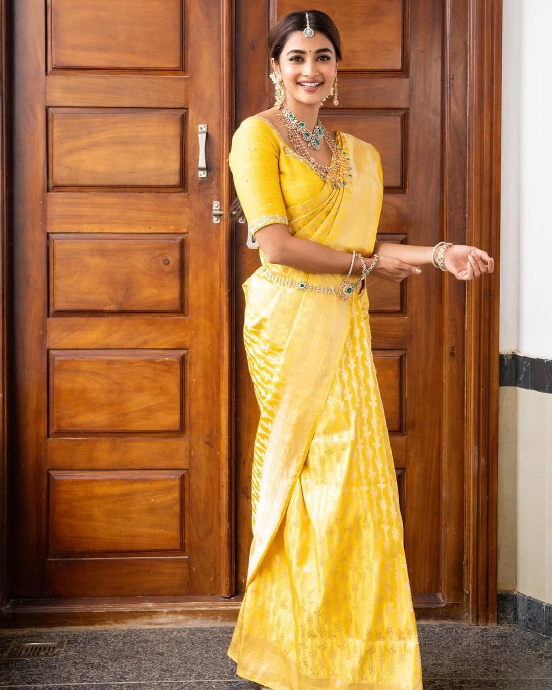 Ethereal Yellow Color Soft Lichi Silk Saree With Blouse Piece