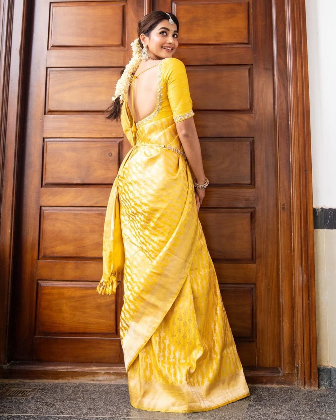 Ethereal Yellow Color Soft Lichi Silk Saree With Blouse Piece