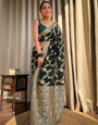 Tranquil Dark Green Color Soft Lichi Silk Saree With Blouse Piece