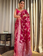 Temptation Dark Pink Color Soft Lichi Silk Saree With Blouse Piece