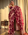 Exquisite Wine Color Soft Lichi Silk Saree With Blouse Piece