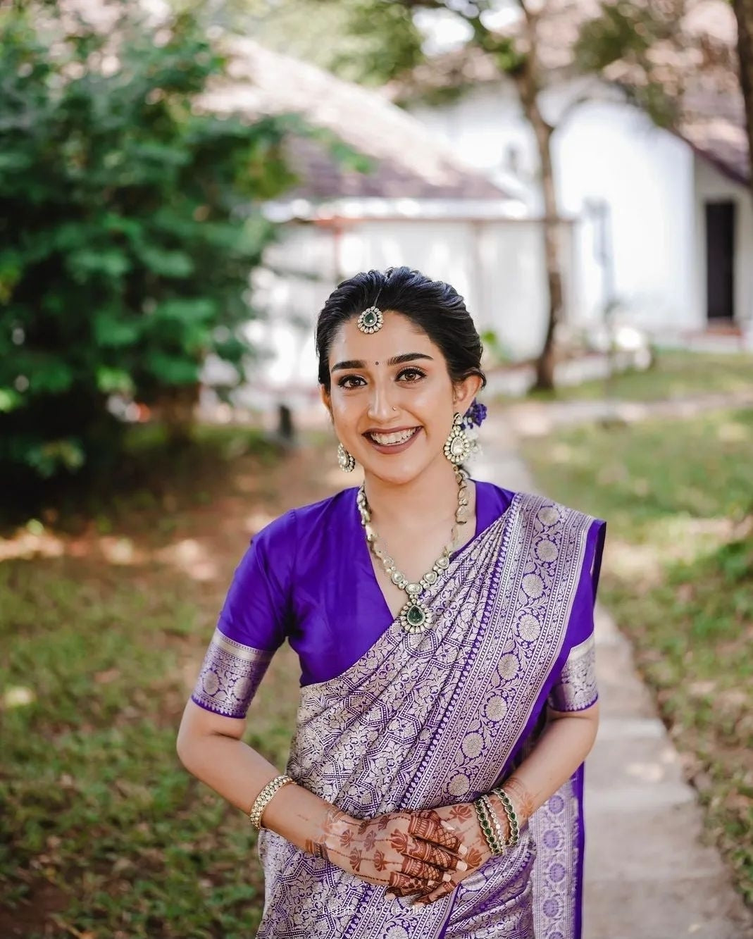 Ecstatic Royal Blue Color Soft Lichi Silk Saree With Blouse Piece