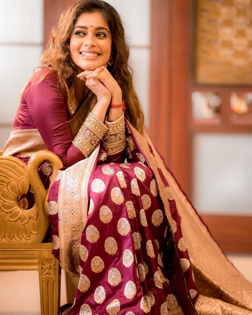 Sublime Brown Color Soft Lichi Silk Saree With Blouse Piece