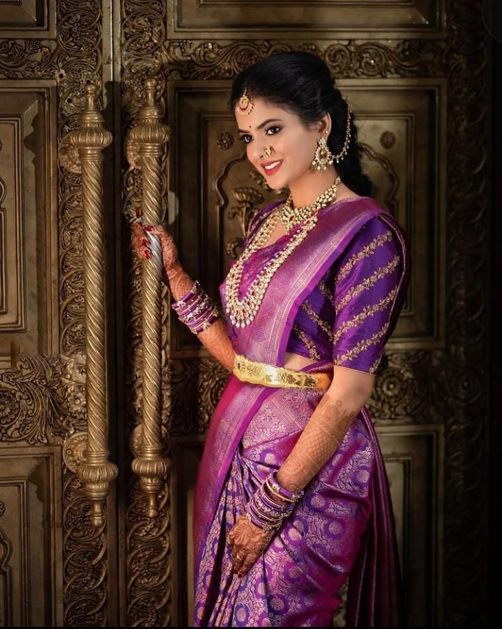 Ethereal Purple Color Soft Lichi Silk Saree With Blouse Piece