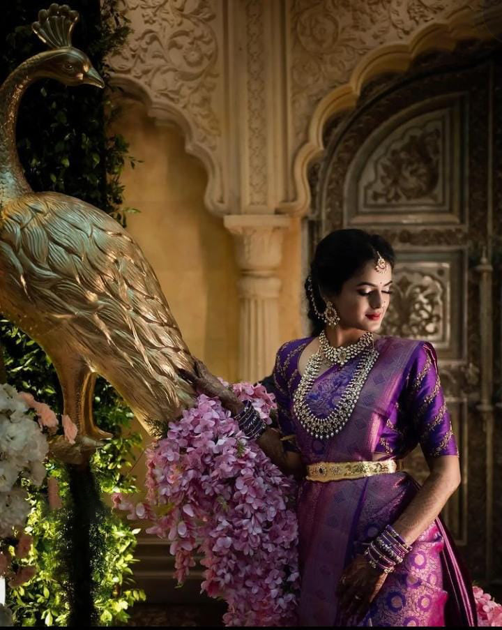 Ethereal Purple Color Soft Lichi Silk Saree With Blouse Piece