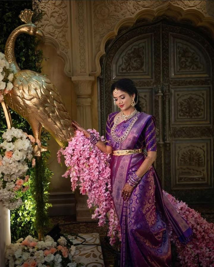 Ethereal Purple Color Soft Lichi Silk Saree With Blouse Piece