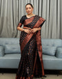 Fervent Black Color Soft Lichi Silk Saree With Blouse Piece