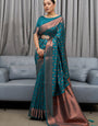 Mesmerizing Rama Green Color Soft Lichi Silk Saree With Blouse Piece