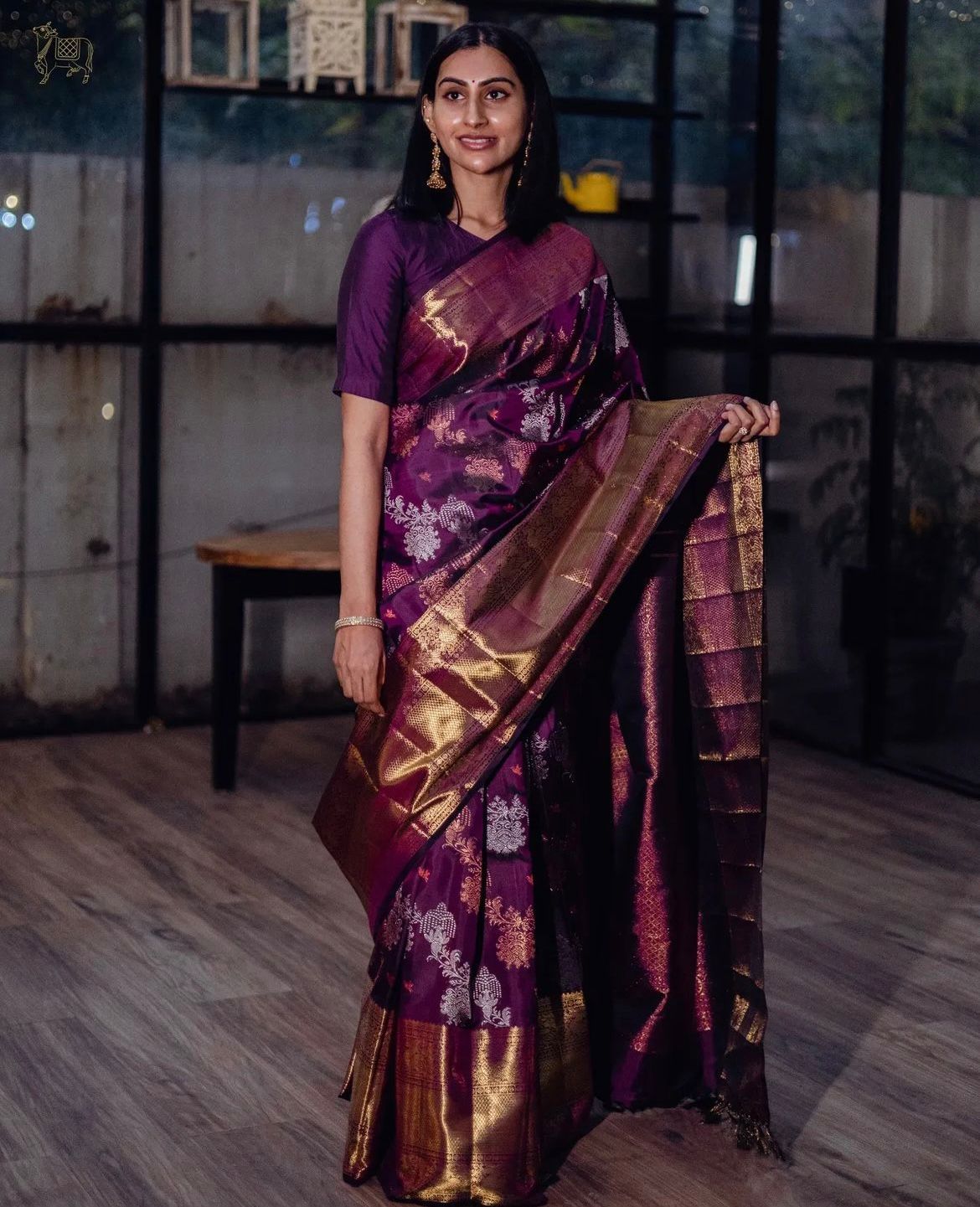 Majestic Purple Color Soft Lichi Silk Saree With Blouse Piece