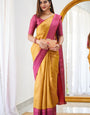 Sensual Mustard Color Soft Lichi Silk Saree With Blouse Piece