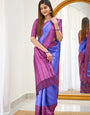 Dynamic Royal Blue Color Soft Lichi Silk Saree With Blouse Piece