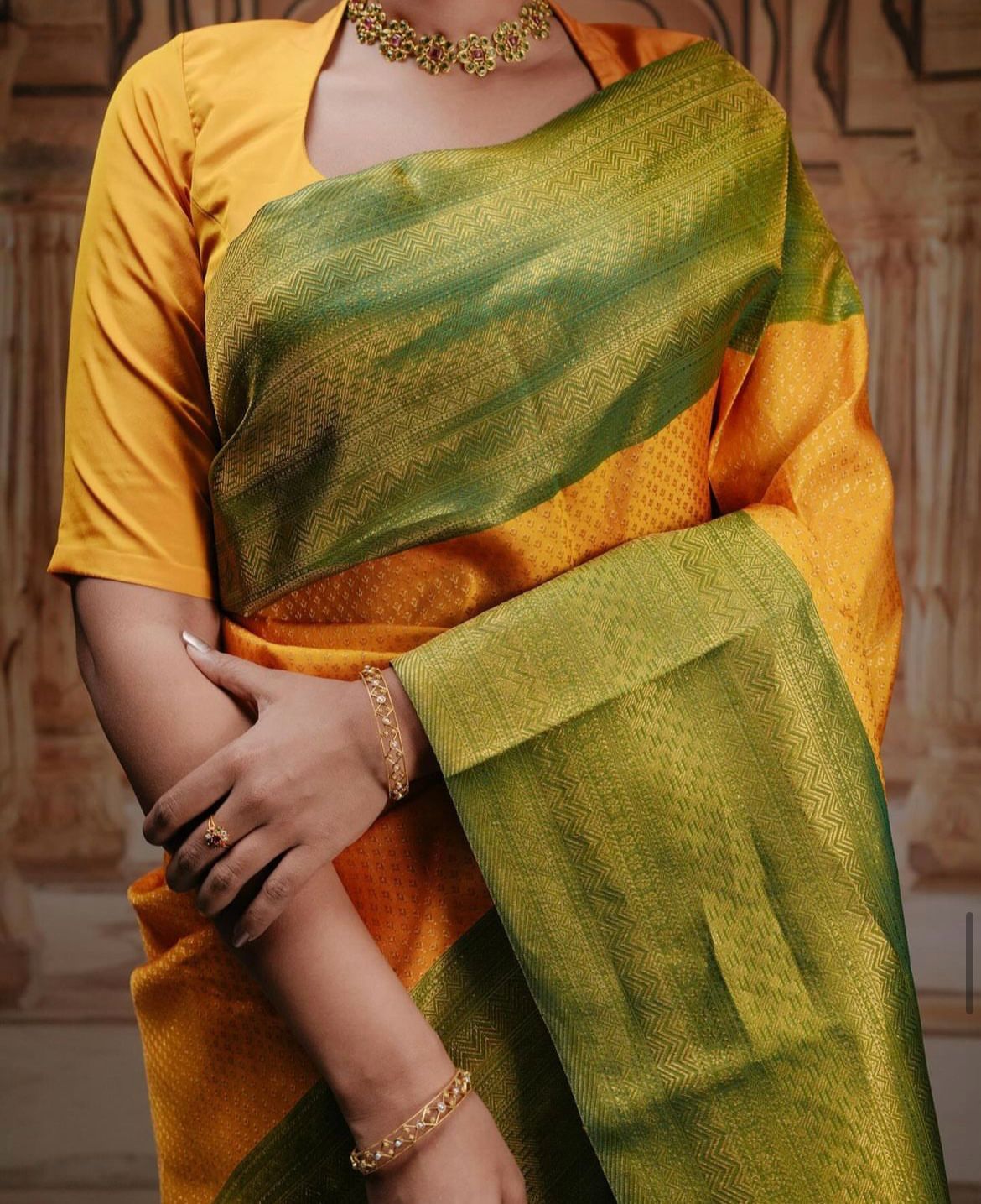 Captivating Yellow Color Soft Lichi Silk Saree With Blouse Piece