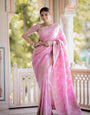 Bewitching Pink Color Soft Lichi Silk Saree With Blouse Piece