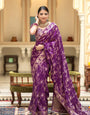 Sublime Purple Color Soft Lichi Silk Saree With Blouse Piece