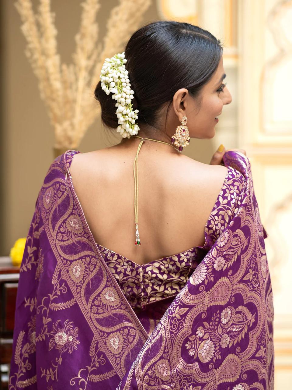 Sublime Purple Color Soft Lichi Silk Saree With Blouse Piece