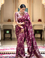 Enigmatic Wine Color Soft Lichi Silk Saree With Blouse Piece