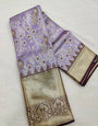 Fetching Lavender Color Soft Lichi Silk Saree With Blouse Piece